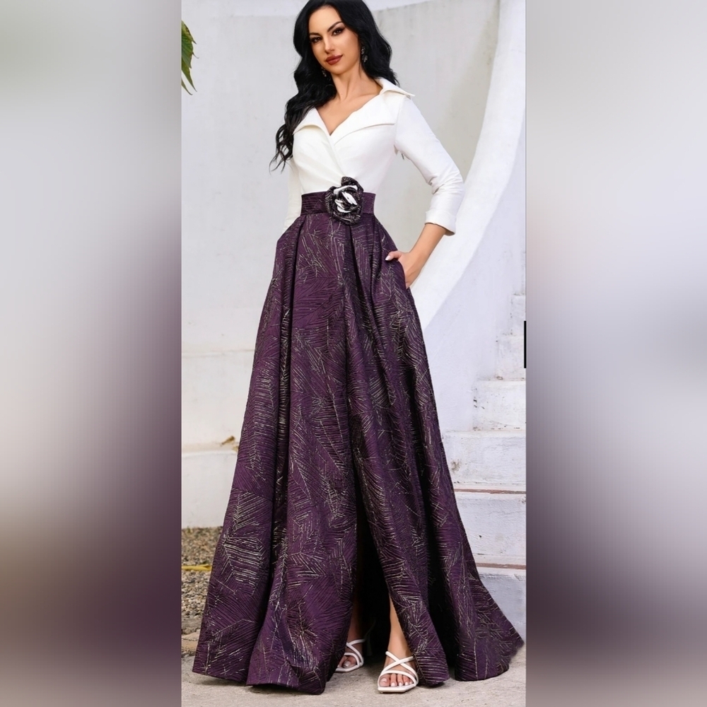 Terani Couture Elegant Purple & White Mother Of The Bride Gown Sz 2. New
